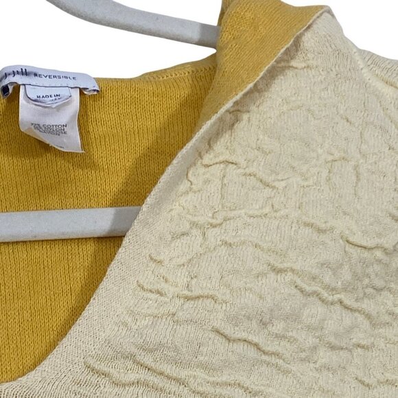 J.Jill Reversible butter Yellow & golden yellow Textured Hooded Sweater V-Neck - Picture 6 of 10